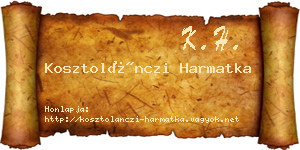 Kosztolánczi Harmatka névjegykártya